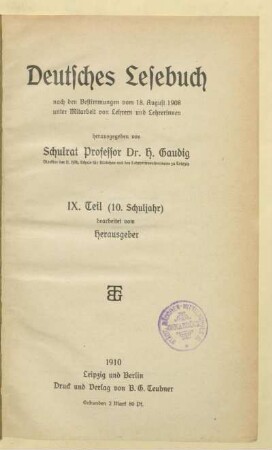 Teil 9 = (10. Schuljahr), [Schülerband]: [Teil 9 = (10. Schuljahr), [Schülerband]]