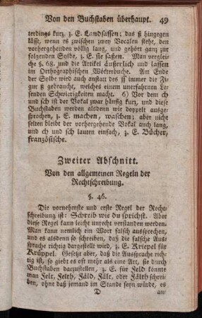 Zweiter Abschnitt. Von den allgemeinen Regeln der Rechtschreibung.
