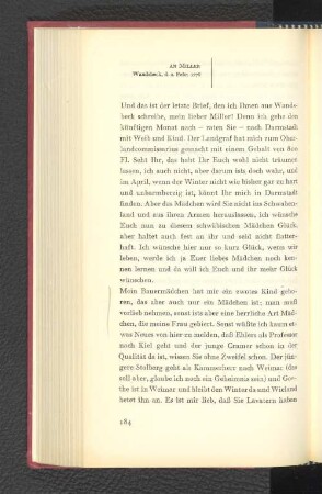 An Miller Wandsbeck, den 2. Februar 1776