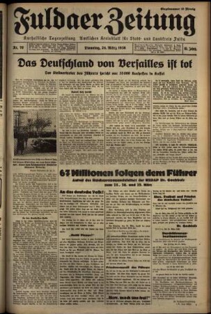 Erste Ausgabe vom Dienstag, den 24. März 1936.