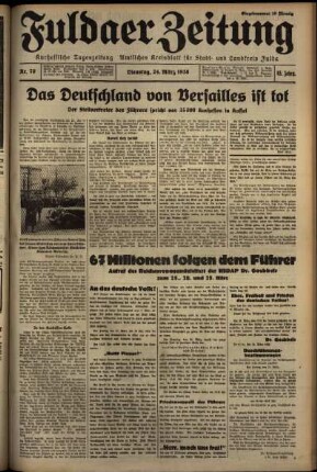 Erste Ausgabe vom Dienstag, den 24. März 1936.