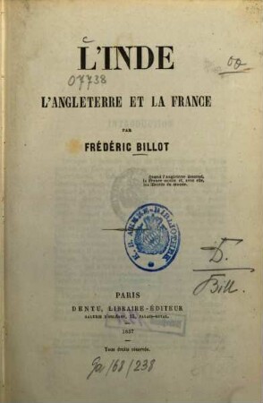 L'Inde, l'Angleterre et la France