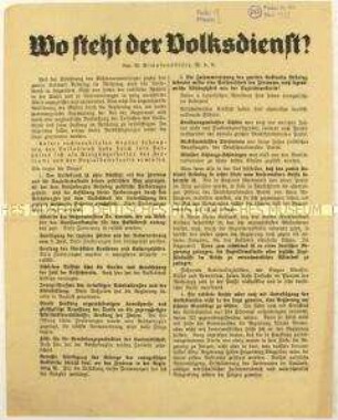 Flugblatt zur Politik des Christlich-Sozialen Volksdienstes und Aufruf zum Beitritt