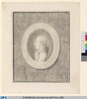 Brustbild des Herzogs Leopold von Braunschweig im Profil nach links, im Oval