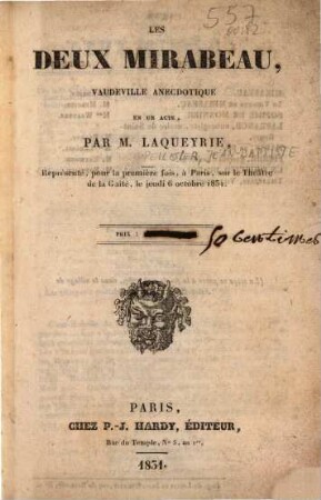 Les deux Mirabeau : Vaudeville anecdotique en 1 acte