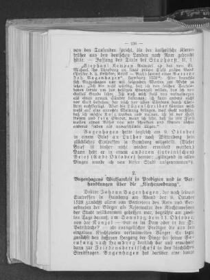 2. Bugenhagens Wirksamkeit in Predigten und in Verhandlungen über die "Kirchenordnung".