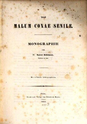 Das malum coxae senile : Monographie ; Mit 4 Tafeln Lithographien