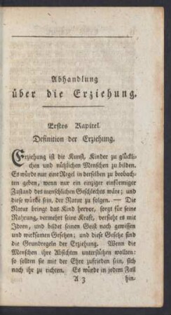 Erstes Kapitel. Definiton der Erziehung