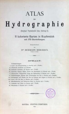 Atlas der Hydrographie ; 11 kolorierte Karten in Kupferstich mit 173 Darstellungen