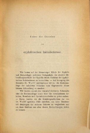 Über die Excision der syphilitischen Initialsclerose