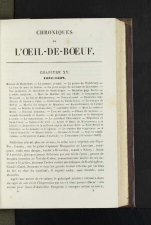 Chroniques de L'Oeil-de-Boeuf.