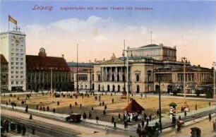 Leipzig: Augustusplatz mit Neuem Theater und Hochhaus