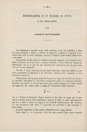 Dimostrazione di un teorema di Dupin e sua applicazione.