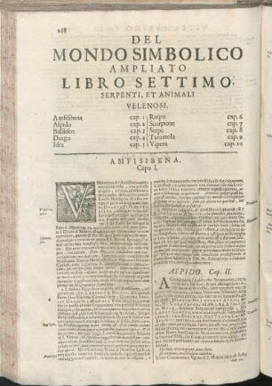 Del Mondo Simbolico Ampliato Libro Settimo. Serpenti, Et Animali Velenosi.