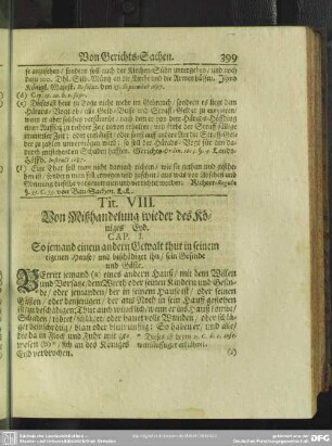 Tit. VIII. Von Mißhandelung wieder des Königes Eyd