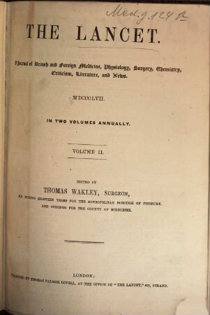 The lancet. 1857, Vol. 2