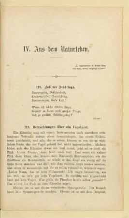 [IV. Teil] Aus dem Naturleben