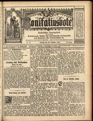 Erste Ausgabe vom Sonntag, den 29. Dezember 1912.