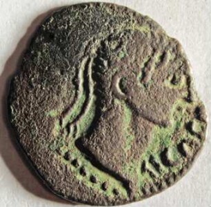 Römische Münze, Nominal Semis, Prägeherr Tiberius, Prägeort Gallien, Original