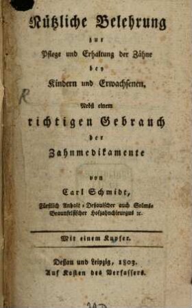 Nützliche Belehrung zur Pflege und Erhellung der Zähne