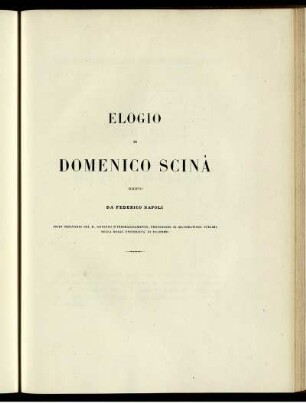 Elogio di domenico scina scritto da Frederico Napoli.