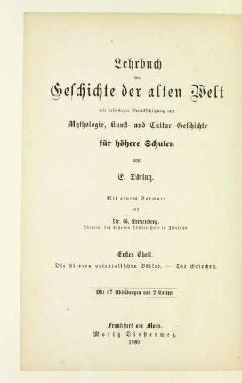 Teil 1: Lehrbuch der Geschichte der älteren orientalischen Völker und der Griechen