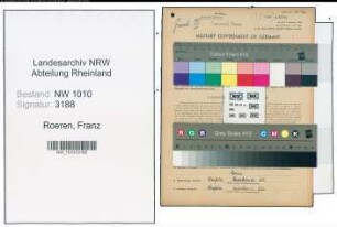 Entnazifizierung Franz Roeren , geb. 10.01.1876 (Geschaeftsinhaber)