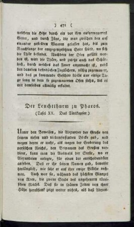 Tafel XX. Das Titelkupfer. Der Leuchtthurm zu Pharos