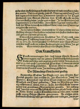 von Kranckheiten.