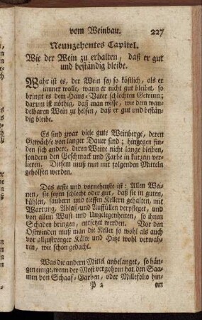 Neunzehntes Capitel. Wie der Wein zu erhalten, daß er gut und beständig bleibe.