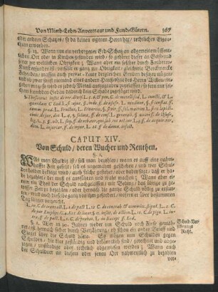 Caput XIV. Von Schuld, deren Wucher und Renthen.
