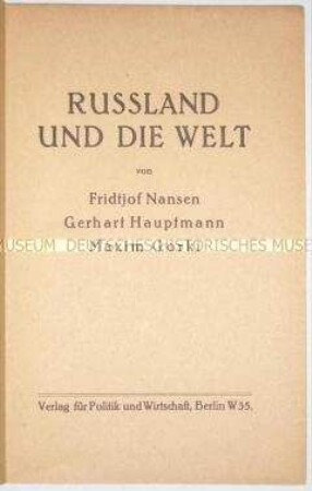 Plädoyer für internationale Hilfsleistungen an die Sowjetunion anlässlich der Hunger- und Seuchenkatastrophe der Jahre 1921-1922