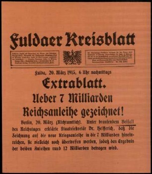 Dritte Ausgabe vom Samstag, den 20. März 1915.
