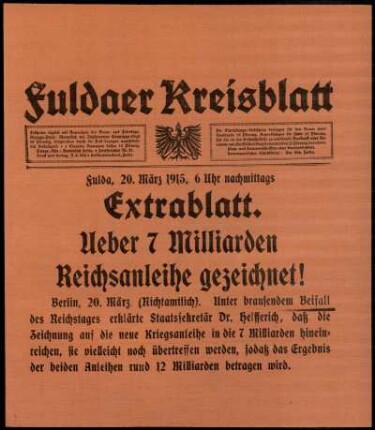 Dritte Ausgabe vom Samstag, den 20. März 1915.