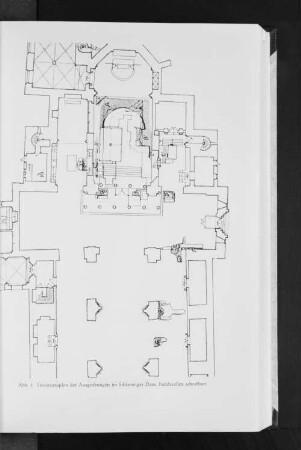 Abb. 1: Situationsplan der Ausgrabungen im Schleswiger Dom. Fundstellen schraffiert