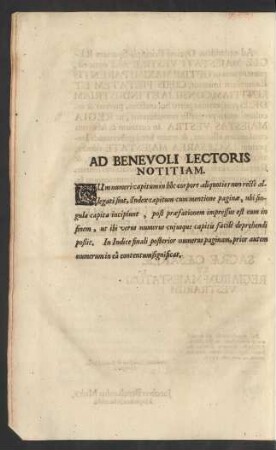 Ad Benevoli Lectoris Notitiam.