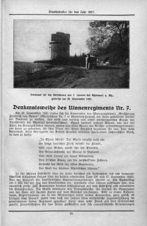 Denkmalsweihe des Ulanenregiments Nr. 7