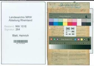 Entnazifizierung Heinrich Blatt , geb. 08.03.1920 (Postschaffner)