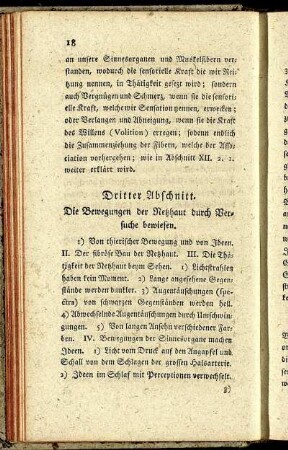 Dritter Abschnitt. Die Bewegungen der Netzhaut durch Versuche bewiesen.