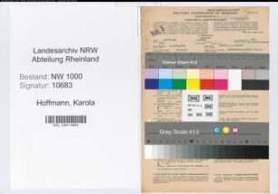 Entnazifizierung Karola Hoffmann, geb. 05.11.1896 (Verw.Gehilfin)