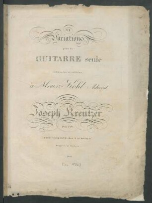 VI Variations pour la Guitarre seule