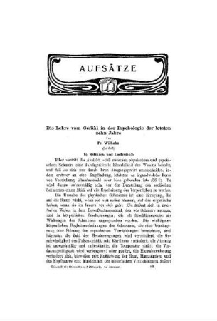 Die Lehre vom Gefühl in der Psychologie der letzten zehn Jahre : (Schluß)