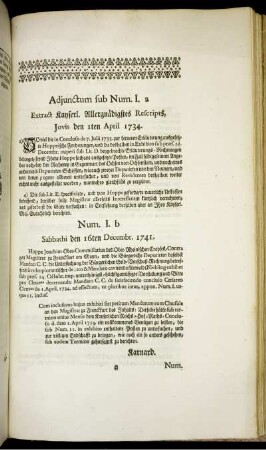 Adjunctum sub Num. I. a - Adjunctum sub Num. XII.