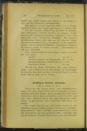 Kräftigen fixirter Abdrücke