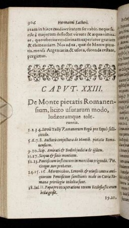 Caput XXIII. De Monte pietatis Romanensium, licito usurarum modo, ludæorumque tolerantia.