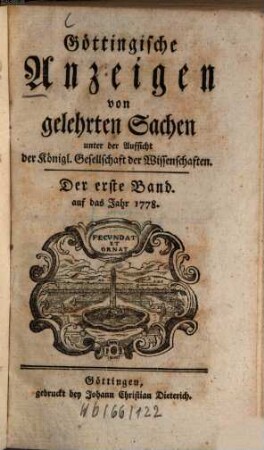 Göttingische Anzeigen von gelehrten Sachen. 1778, 1778, 1