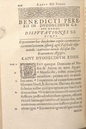 Benedicti Pererii In Dvodecimvm Capvt Exodi, Dispvtationes Viginti.