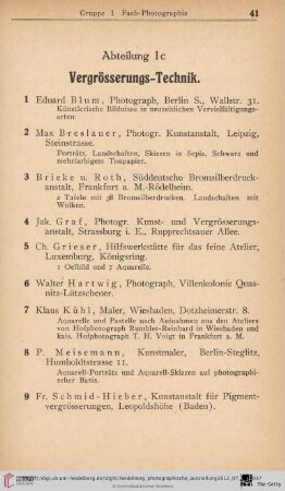 Abteilung Ic. Vergrösserungs-Technik (Nr.1-9)