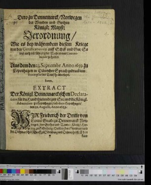 Dero zu Dennemarck/ Norwegen der Wenden und Gothen ...