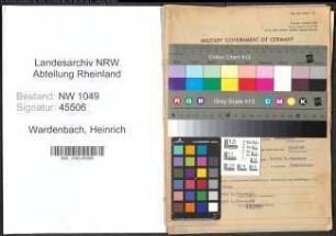 Entnazifizierung Heinrich Wardenbach , geb. 16.09.1899 (Arbeiter)